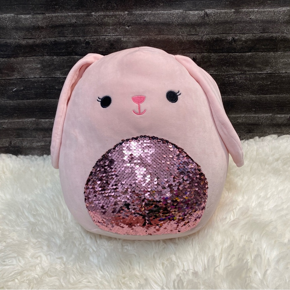 SQUISHMALLOWS BOP THE PINK EASTER BUNNY SEQUIN PLUSH RABBIT STUFFED ANIMAL TOY